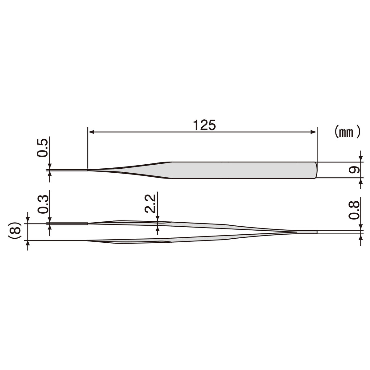 Engineer Tetsuwan Tweezers Standard Type 0.5 mm Tip 125 mm PT-16