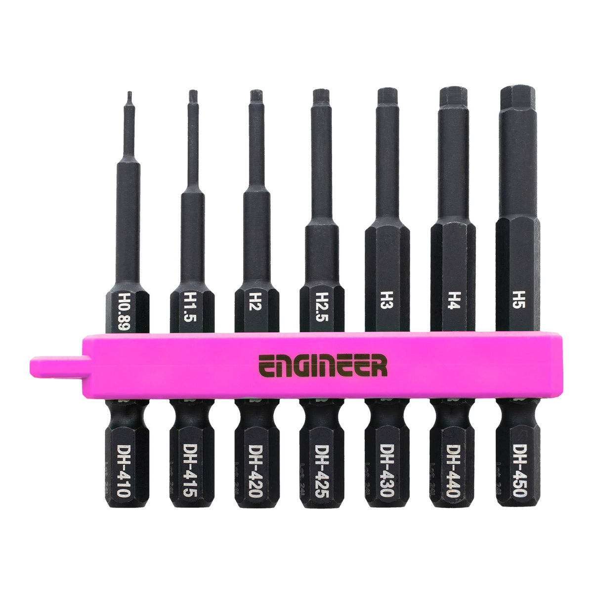 Engineer Hex Middle Bit 7-Piece Set 0.89 to 5 mm Pink and Black DH-401P