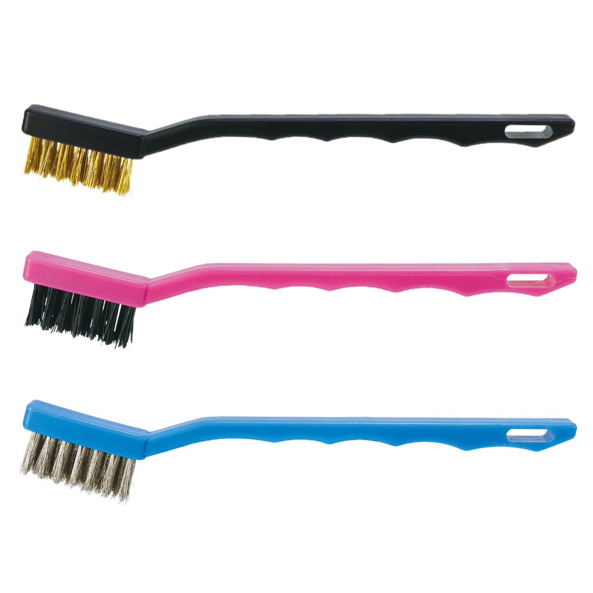 Engineer Wire Brush Set of 3 Brass Nylon and Stainless Steel 185 mm TZ-12