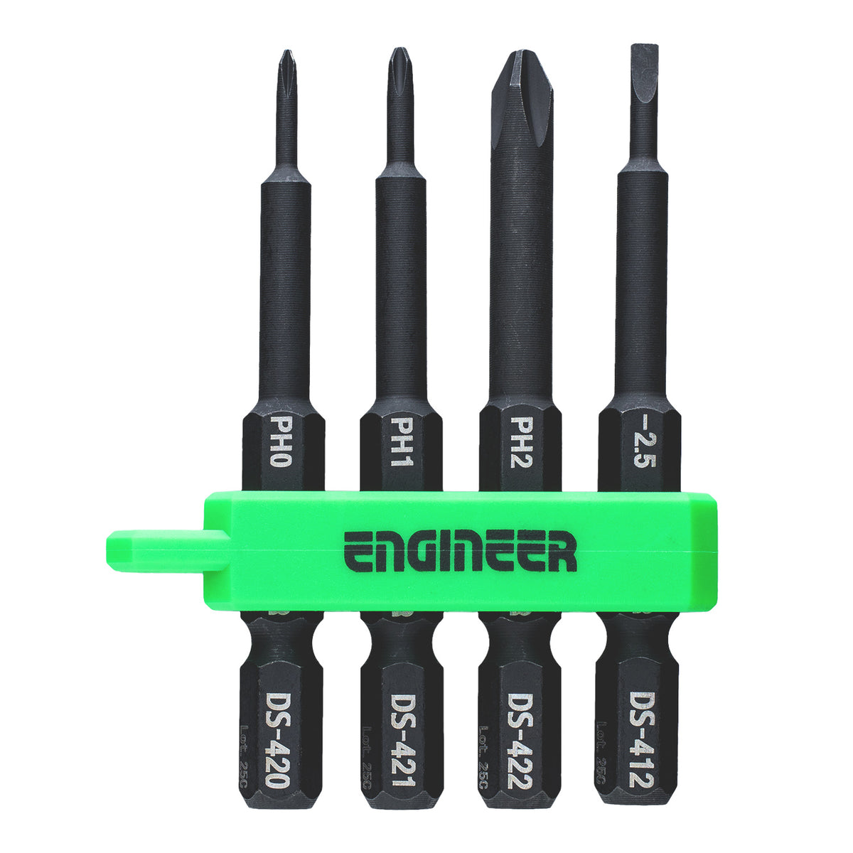 Engineer Phillips/Slotted Middle Bit 4-Piece Set No.0 to No.2 and 2.5 mm DS-402
