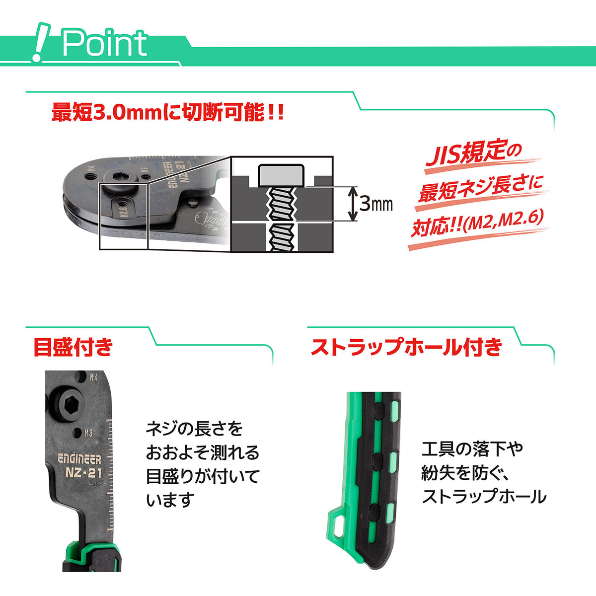Engineer Neji Pacchin Machine Screw Cutter M2.6 M3 M4 NZ-21