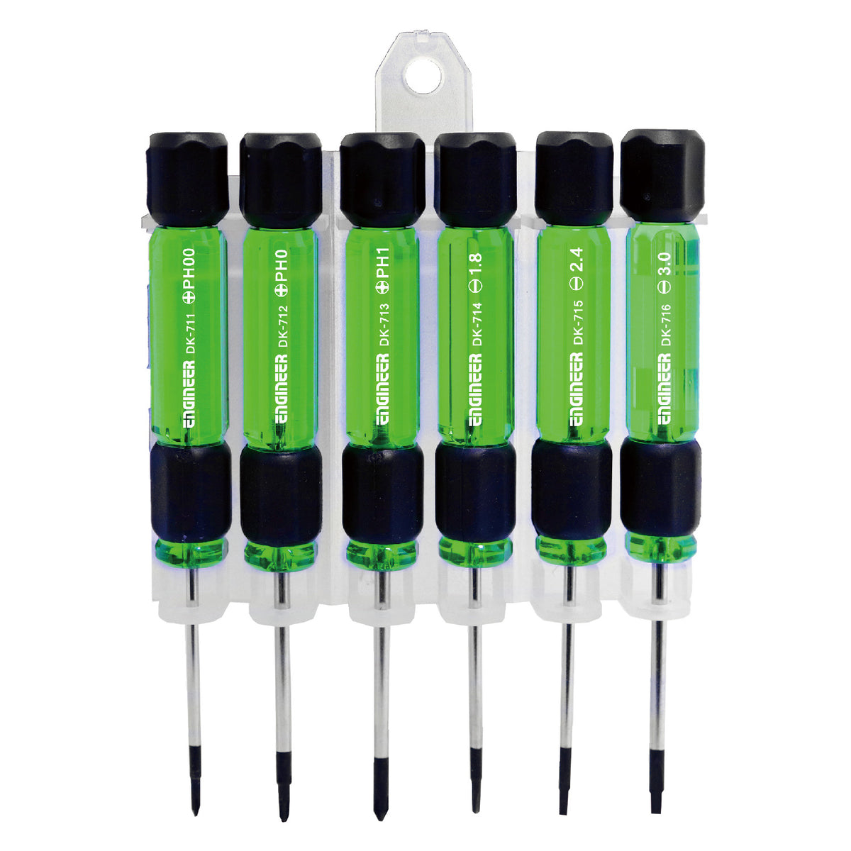 Engineer Precision Screwdriver 6-Piece Set Phillips No.00 to No.1 and Slotted 1.8 to 3 mm DK-701