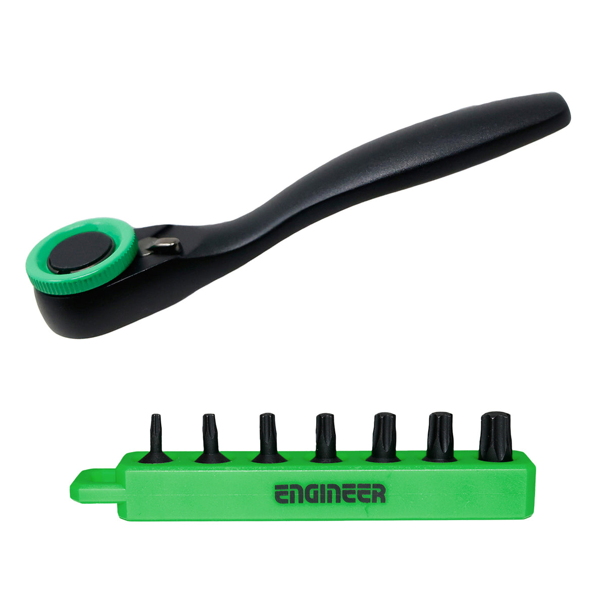 Engineer Ratchet Wrench Mini and Hexalobular Extra Short Bit 8-Piece Set DR-373