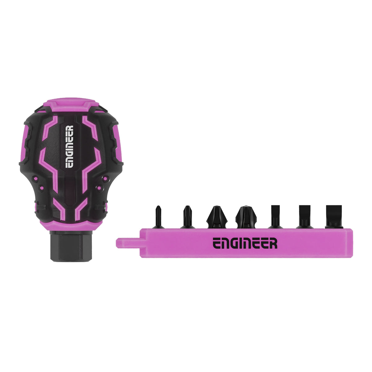 Engineer STUBBY Drive and Phillips/Slotted Extra Short Bit 8-Piece Set Pink and Black DZ-91P