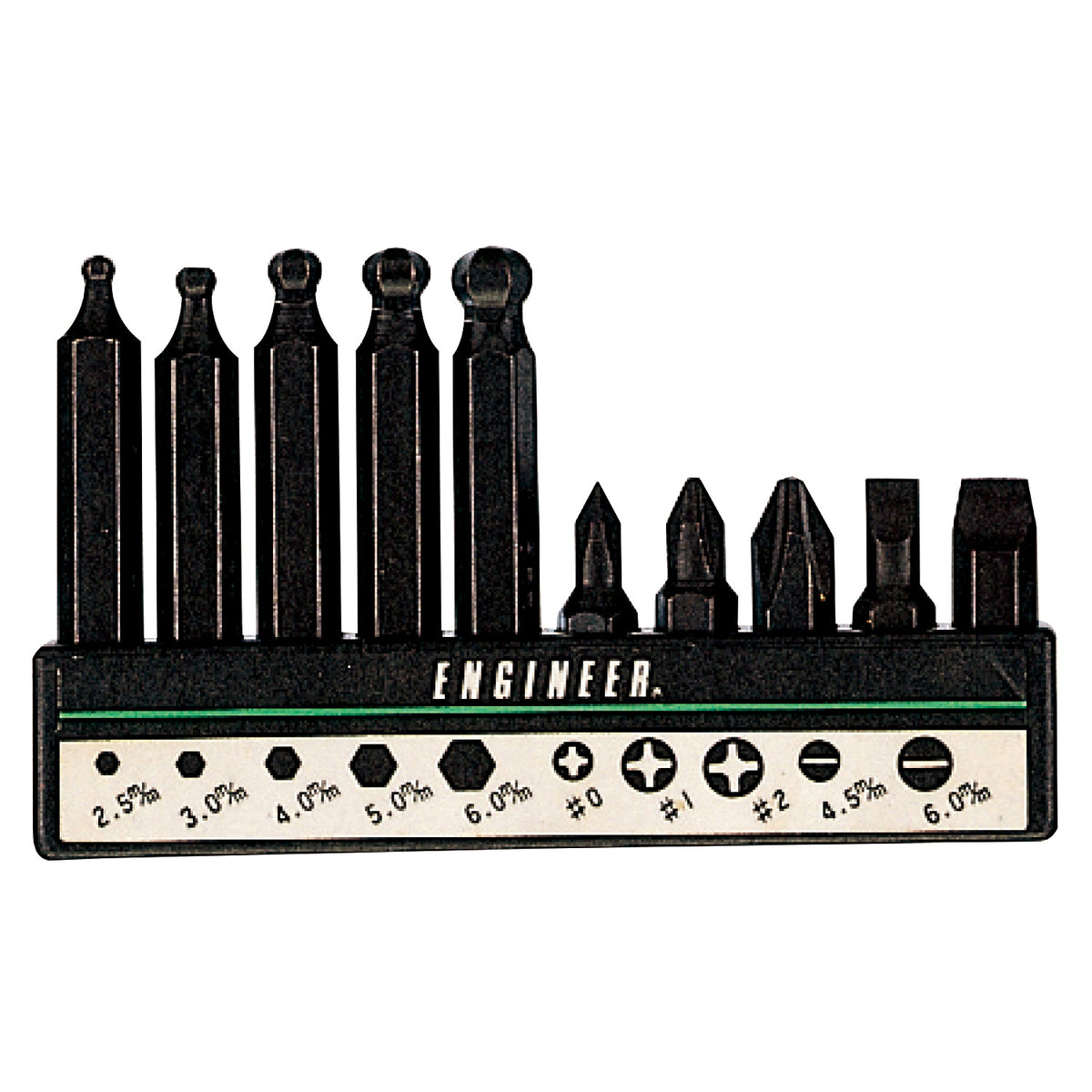 Engineer Screwdriver Bit 10-Piece Set Phillips Slotted and Ball End Hex DR-10