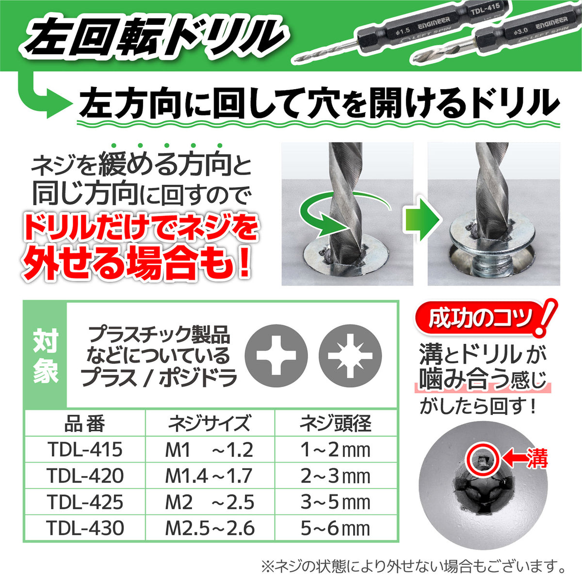 Engineer MINI Drive and Nejimogura Trick Method 3-Piece Set Screw Head 7 to 9.5 mm TDZ-830