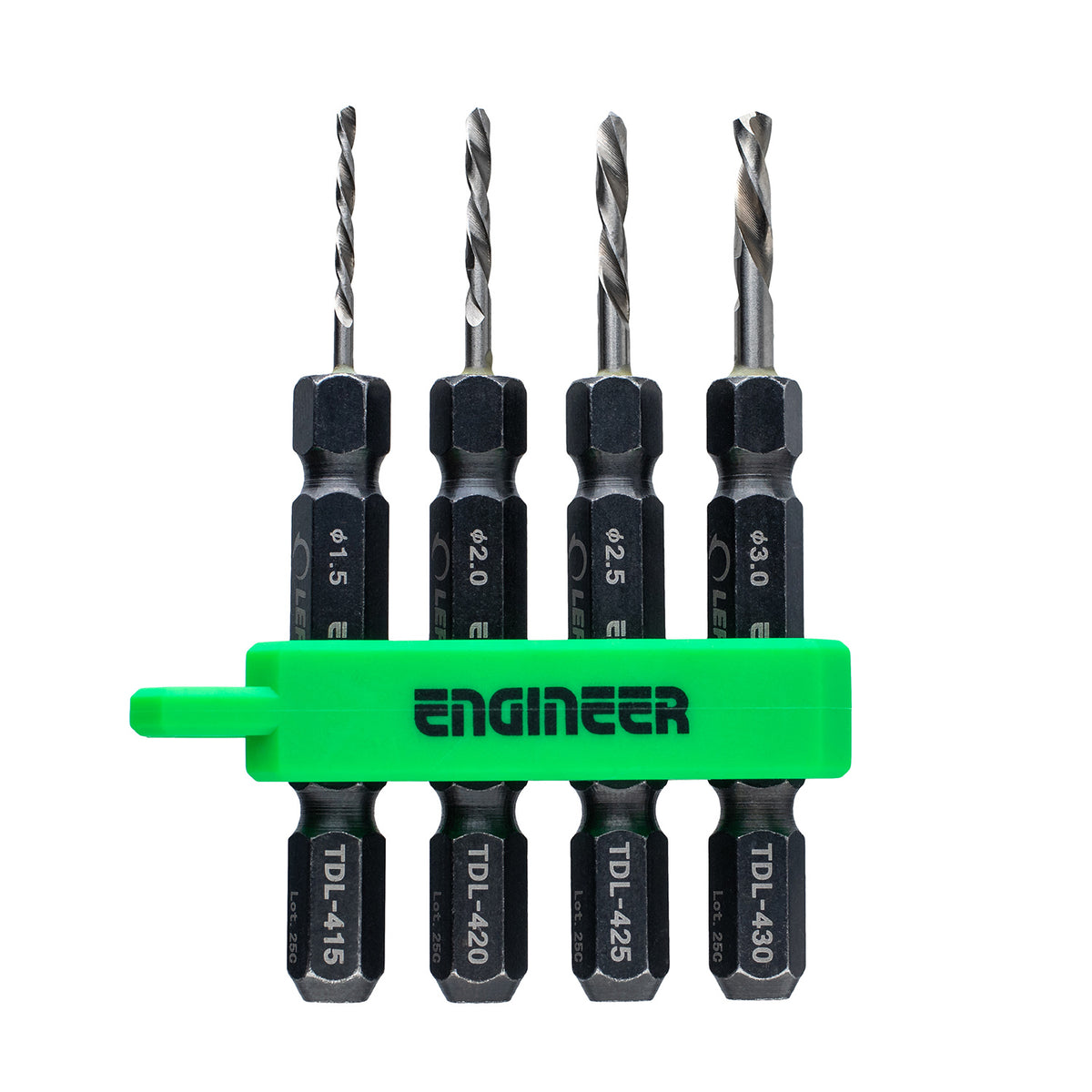 Engineer Left Hand Drill 4-Piece Set for Nejimogura Trick Method Screw Head 4 to 9.5 mm TDL-405