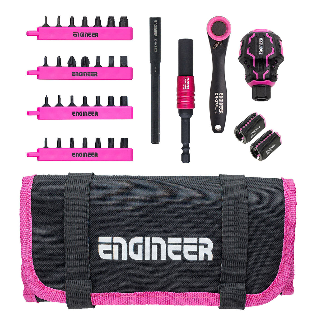 Engineer Combination Tool 35-Piece Set with Tool Roll Bag Pink and Black KS-51P