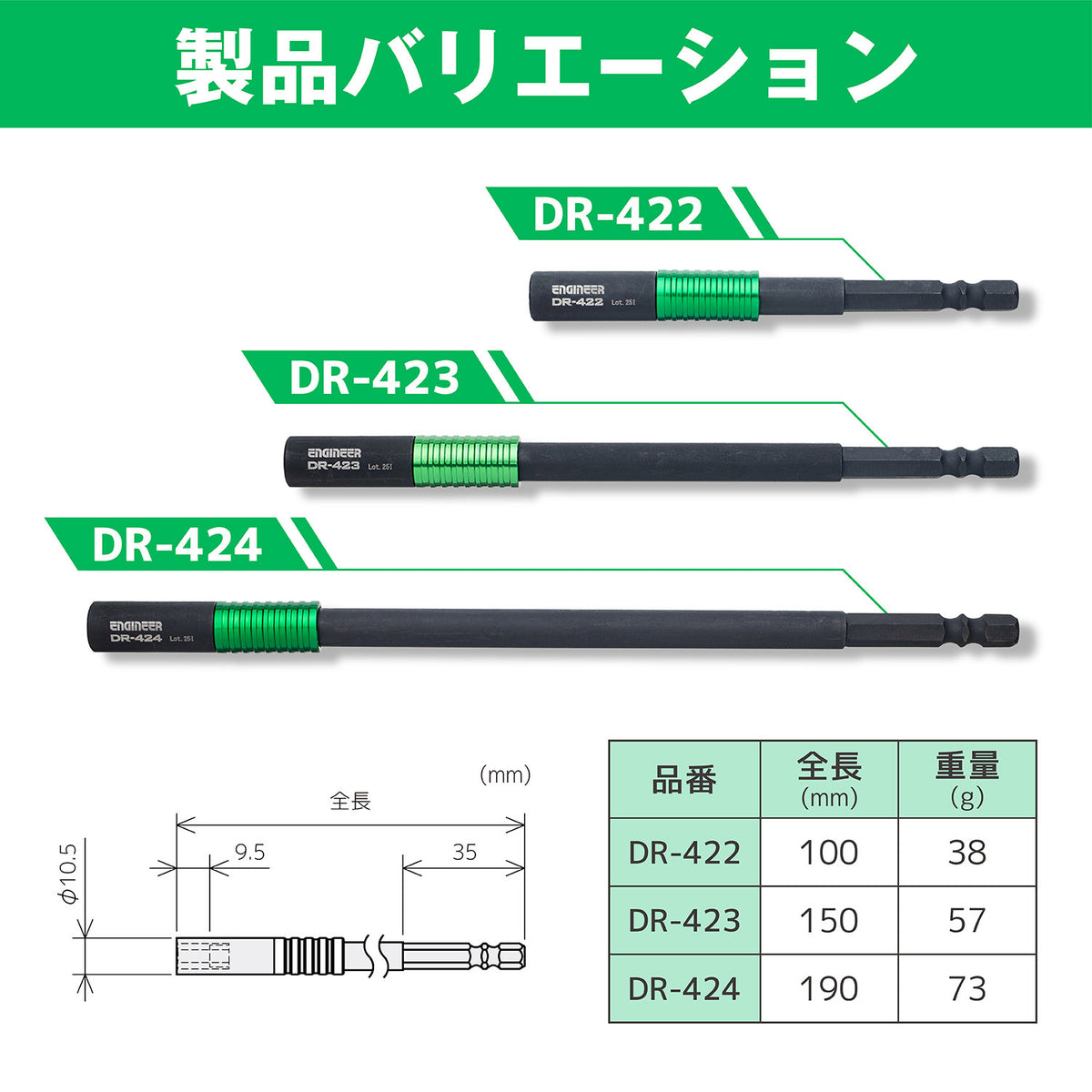Engineer Line Head Screw Bit LH2 3.6 mm 65 mm DTC-420