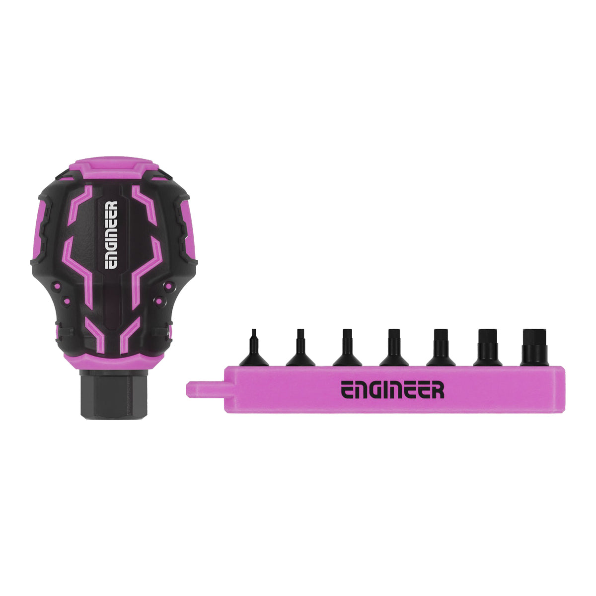 Engineer STUBBY Drive and Hex Extra Short Bit 8-Piece Set Pink and Black DZ-92P
