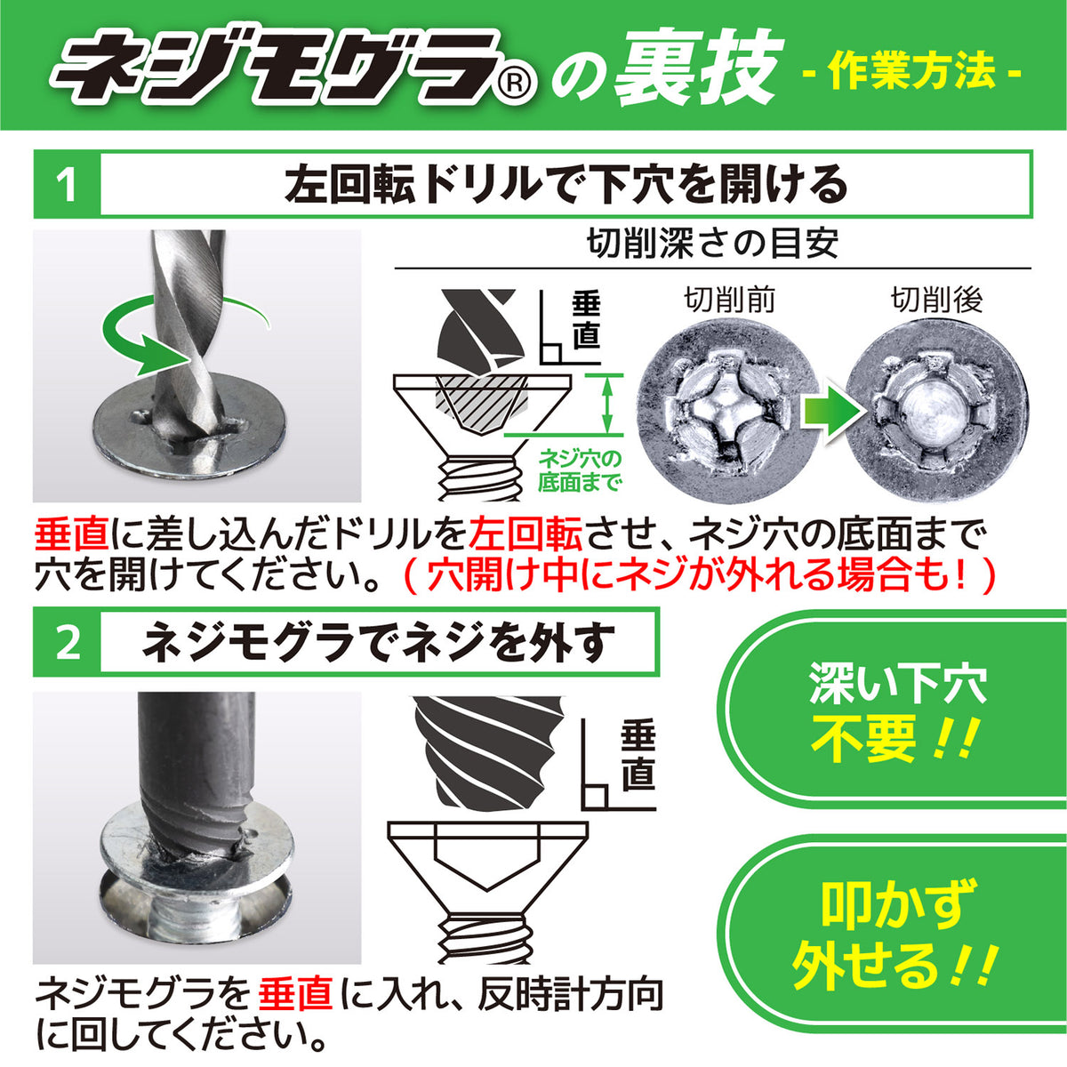 Engineer Left Hand Drill Bit for Nejimogura Trick Method Screw Head 5 to 6 mm TDL-420