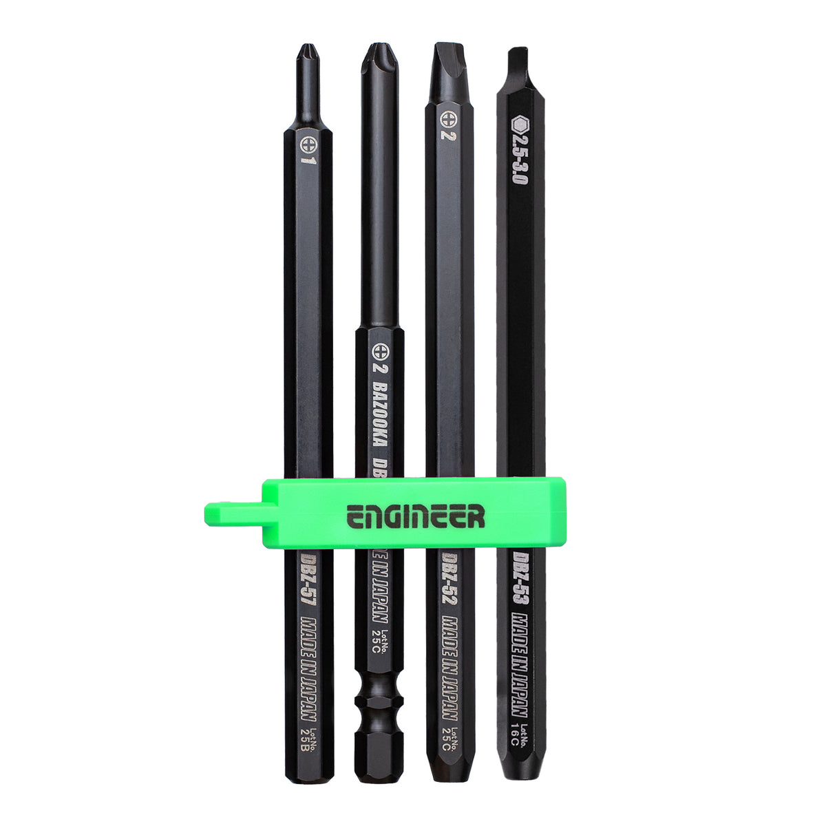 Engineer Nejibazooka Screw Extractor Bit 4-Piece Set Phillips No.1 No.2 and Hex 2.5 to 3 mm DBZ-21