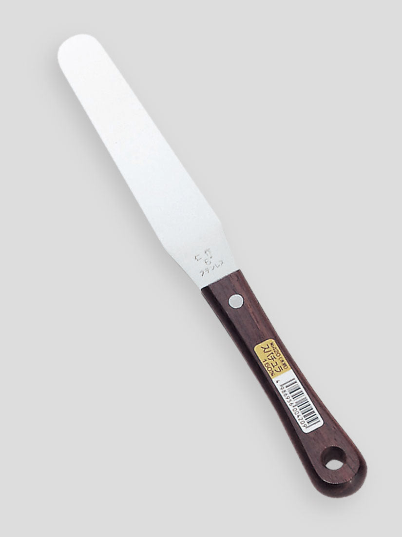 Nisaku Stainless Steel Spatula 150mm, Wood Handle No.420