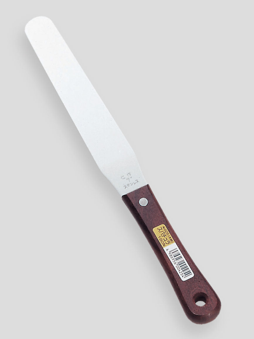 Nisaku Stainless Steel Spatula 180mm, Wood Handle No.425