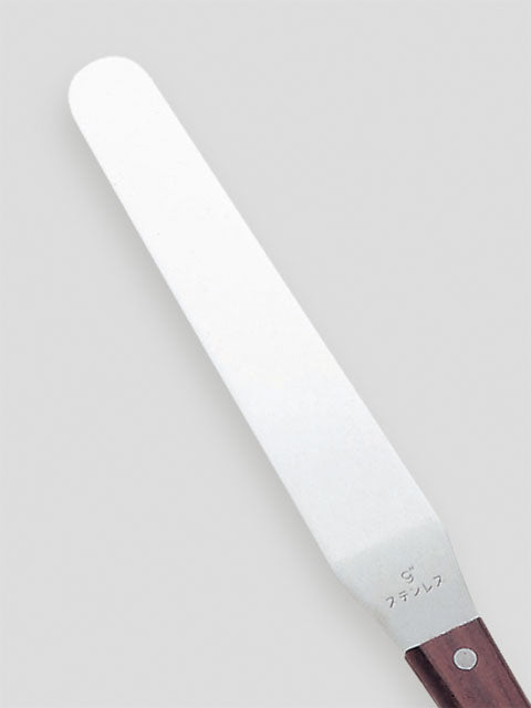 Nisaku Stainless Steel Spatula 230mm, Wood Handle No.435
