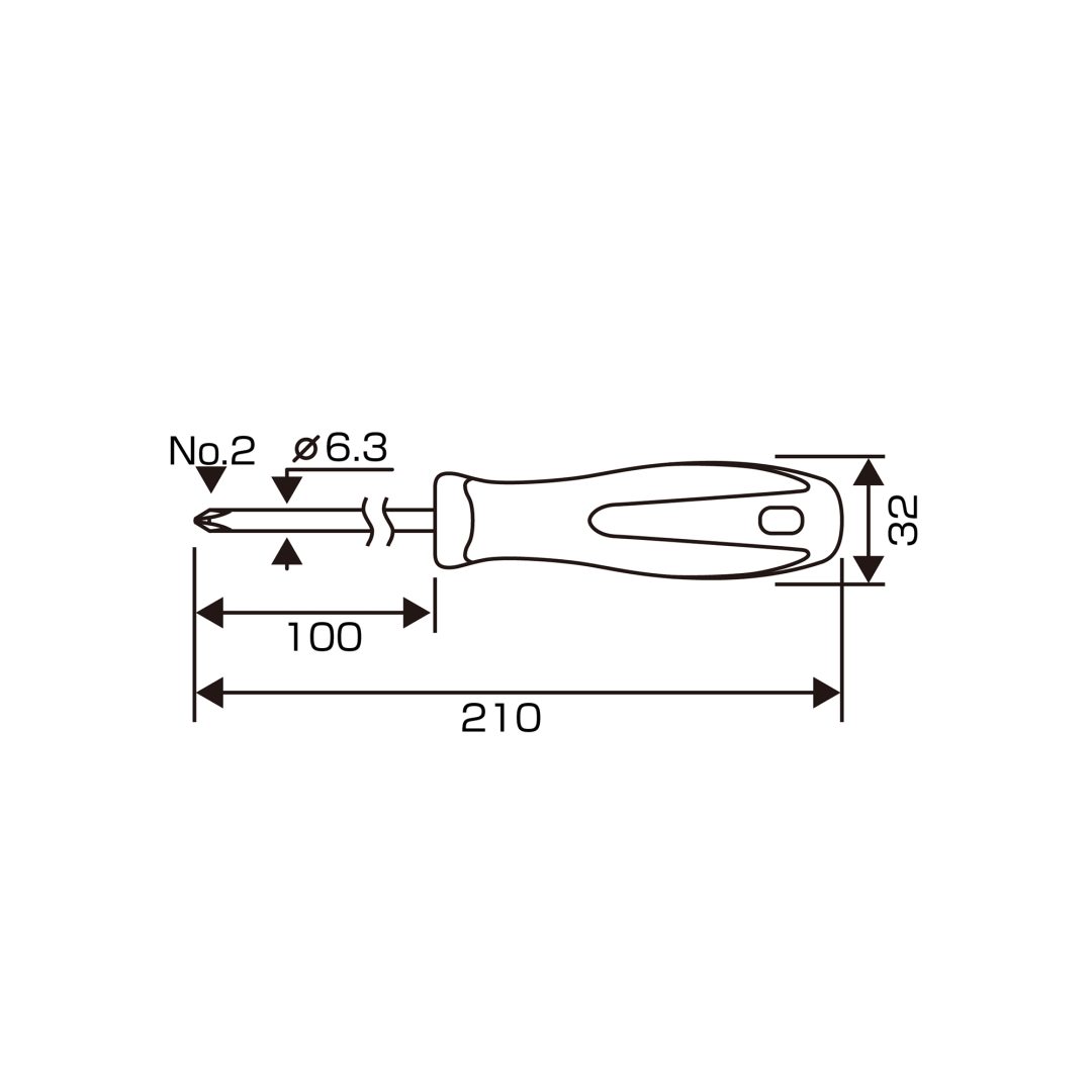 Anex Stainless Luminous Screwdriver Regular Type +2x100 1505