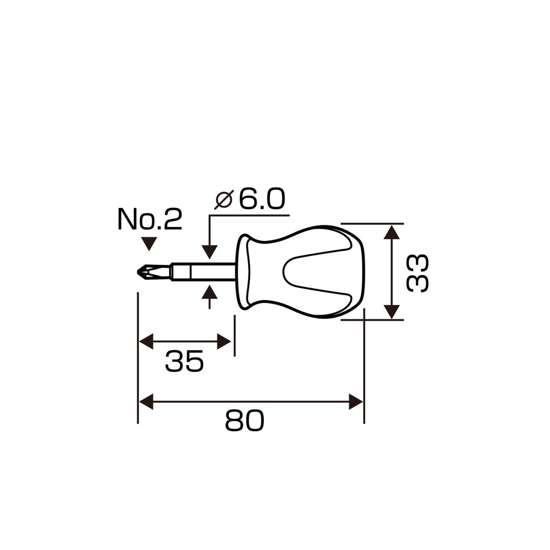 Anex Super Fit ACR Screwdriver Stubby Type +2x35 1560