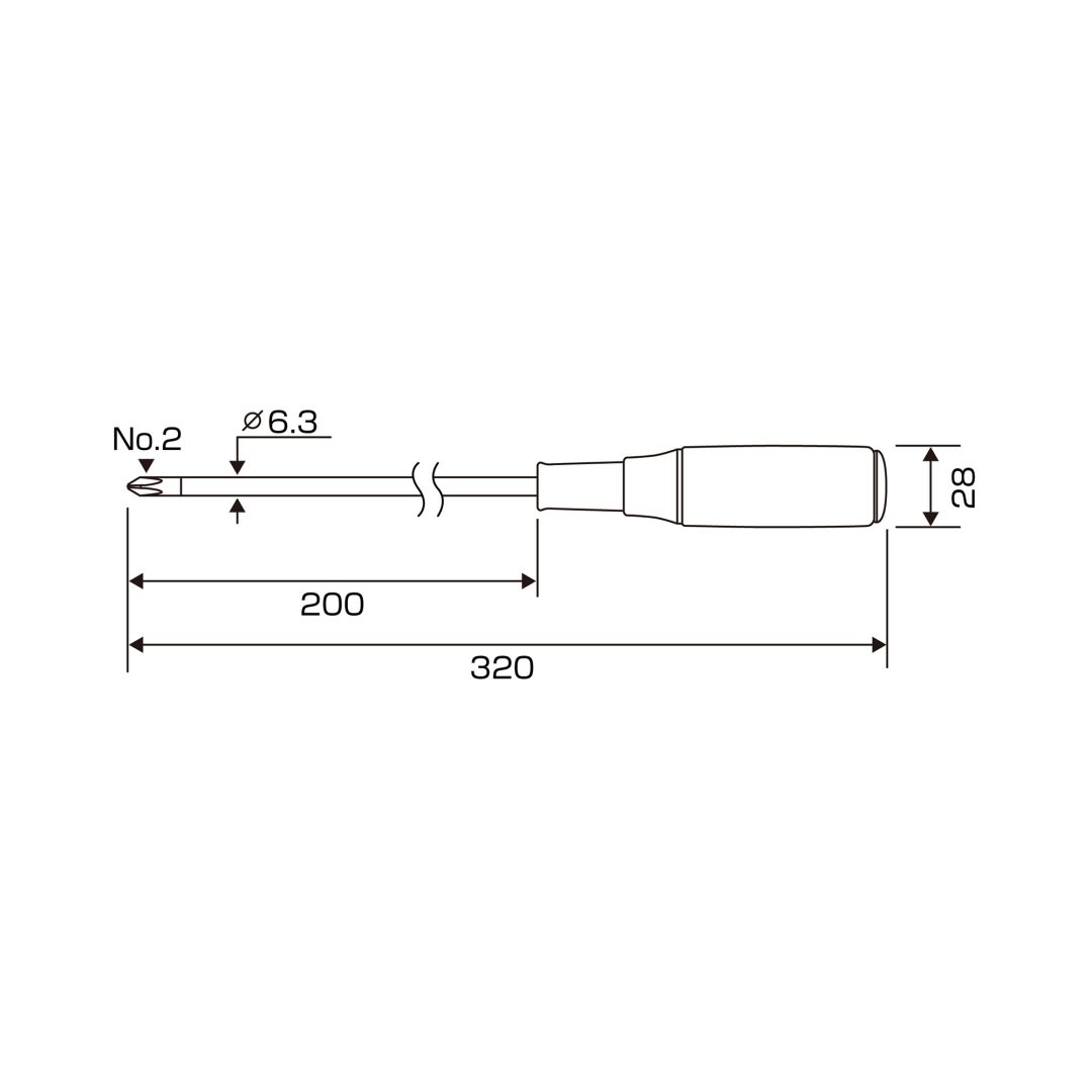 Anex Wooden Handle Heavy-Duty Punch-Through Screwdriver +2x200 170