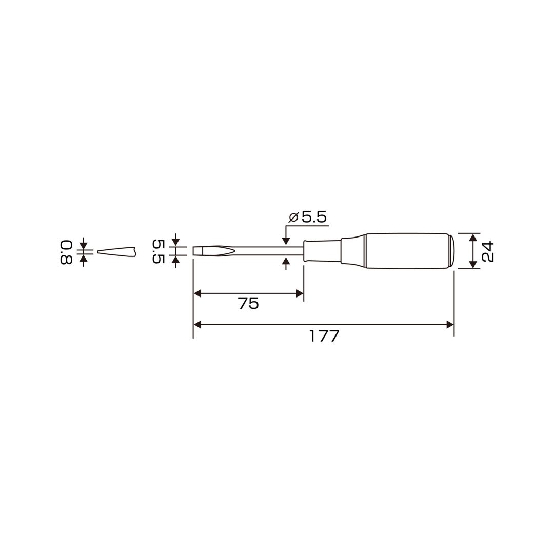 Anex Wooden Handle Heavy-Duty Punch-Through Screwdriver -5.5x75 170