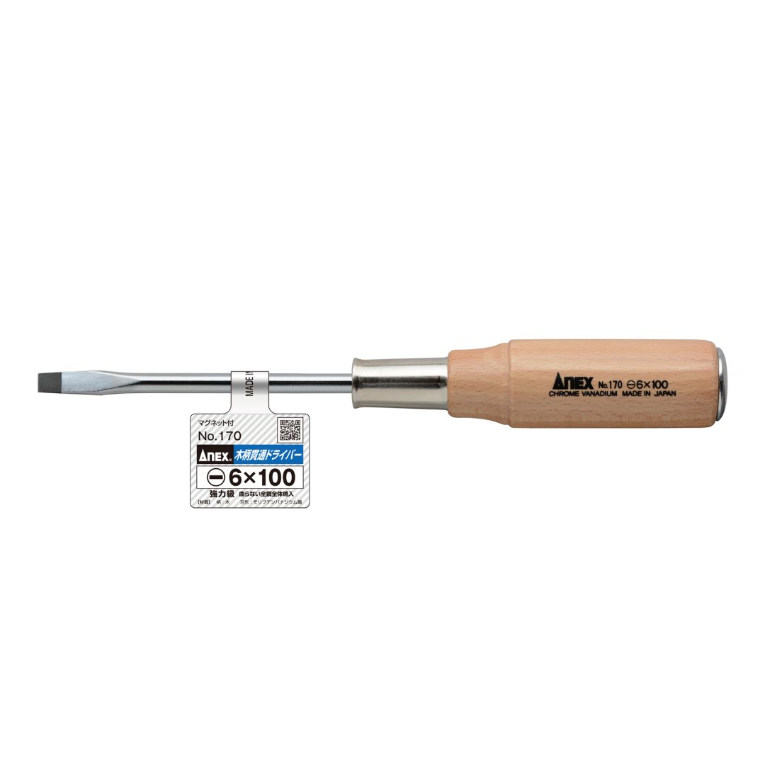 Anex Wooden Handle Heavy-Duty Punch-Through Screwdriver -6x100 170