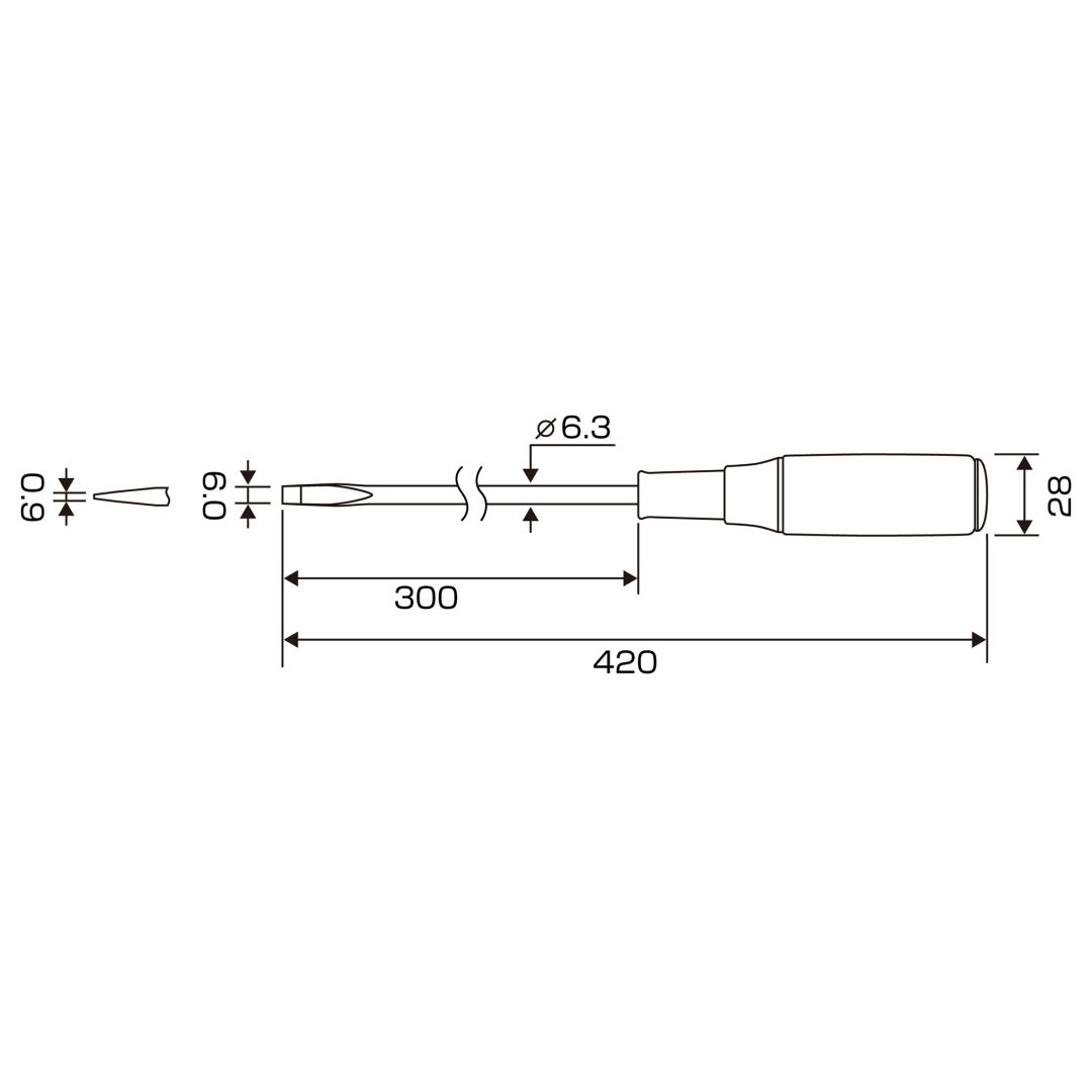 Anex Wooden Handle Heavy-Duty Punch-Through Screwdriver -6x300 170