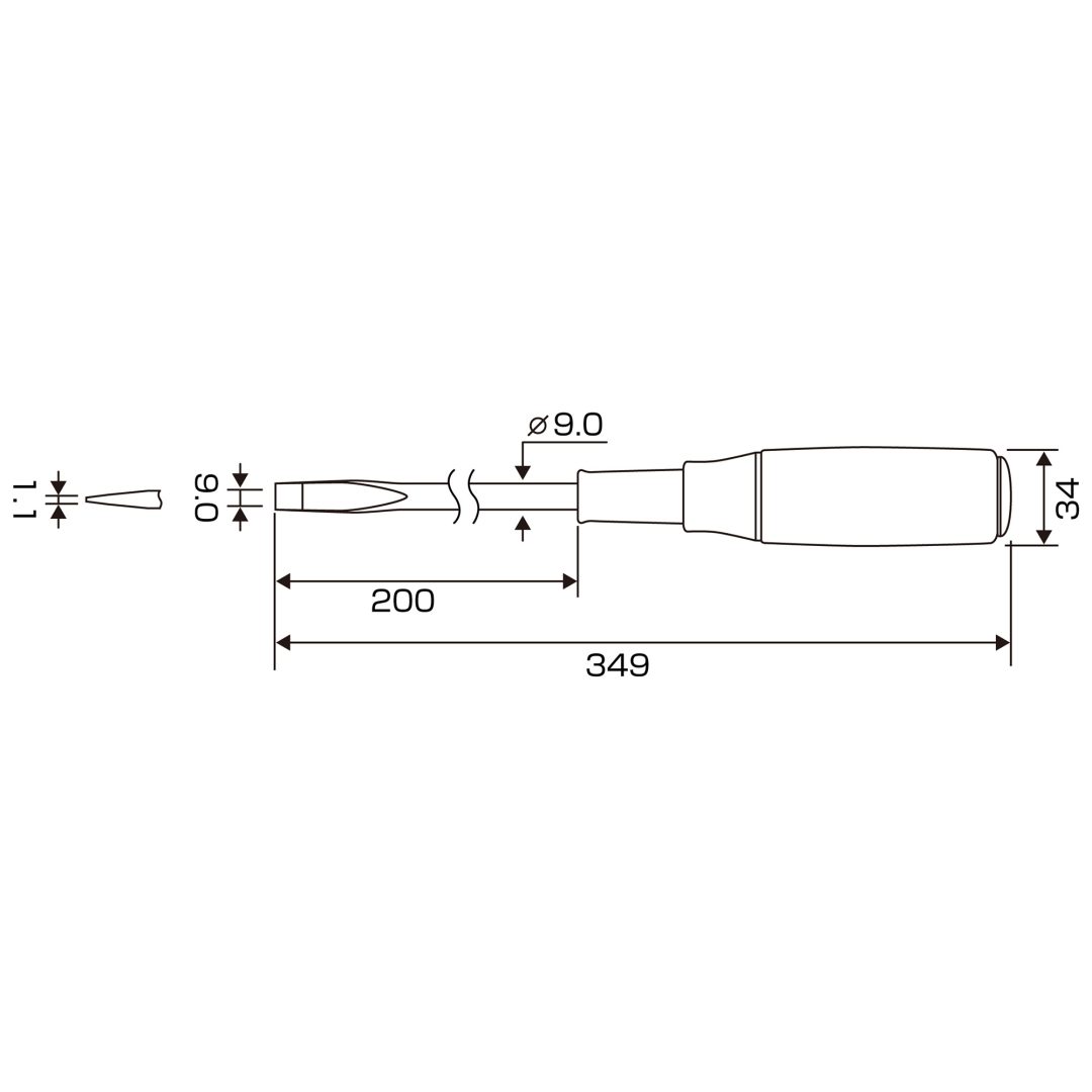 Anex Wooden Handle Heavy-Duty Punch-Through Screwdriver -9x200 170