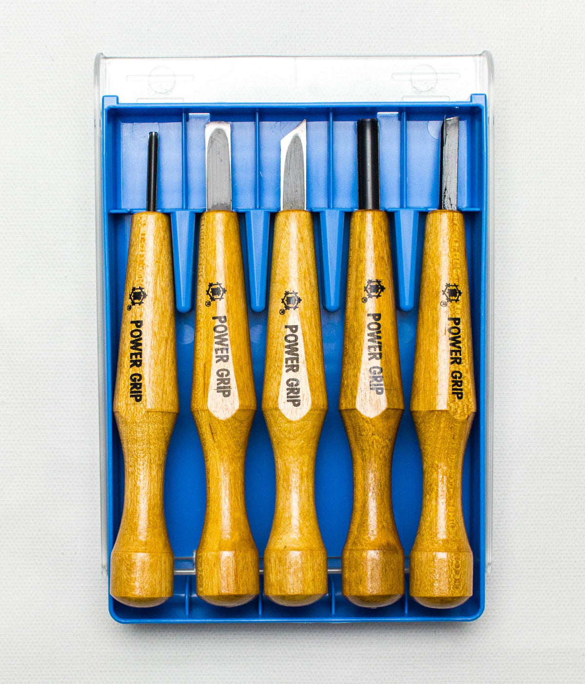 Mikisyo Power Grip Carving Tool Set 5pcs Clear Case Left-Handed with Stop Sheet #80012
