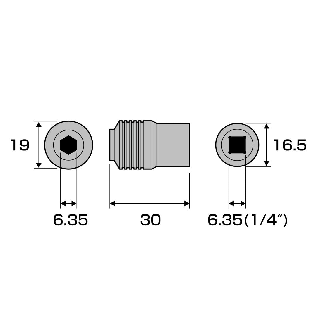 Anex Adapter for Manual Impact Screwdriver Drive: 6.35 mm (1/4”) 1903-BA