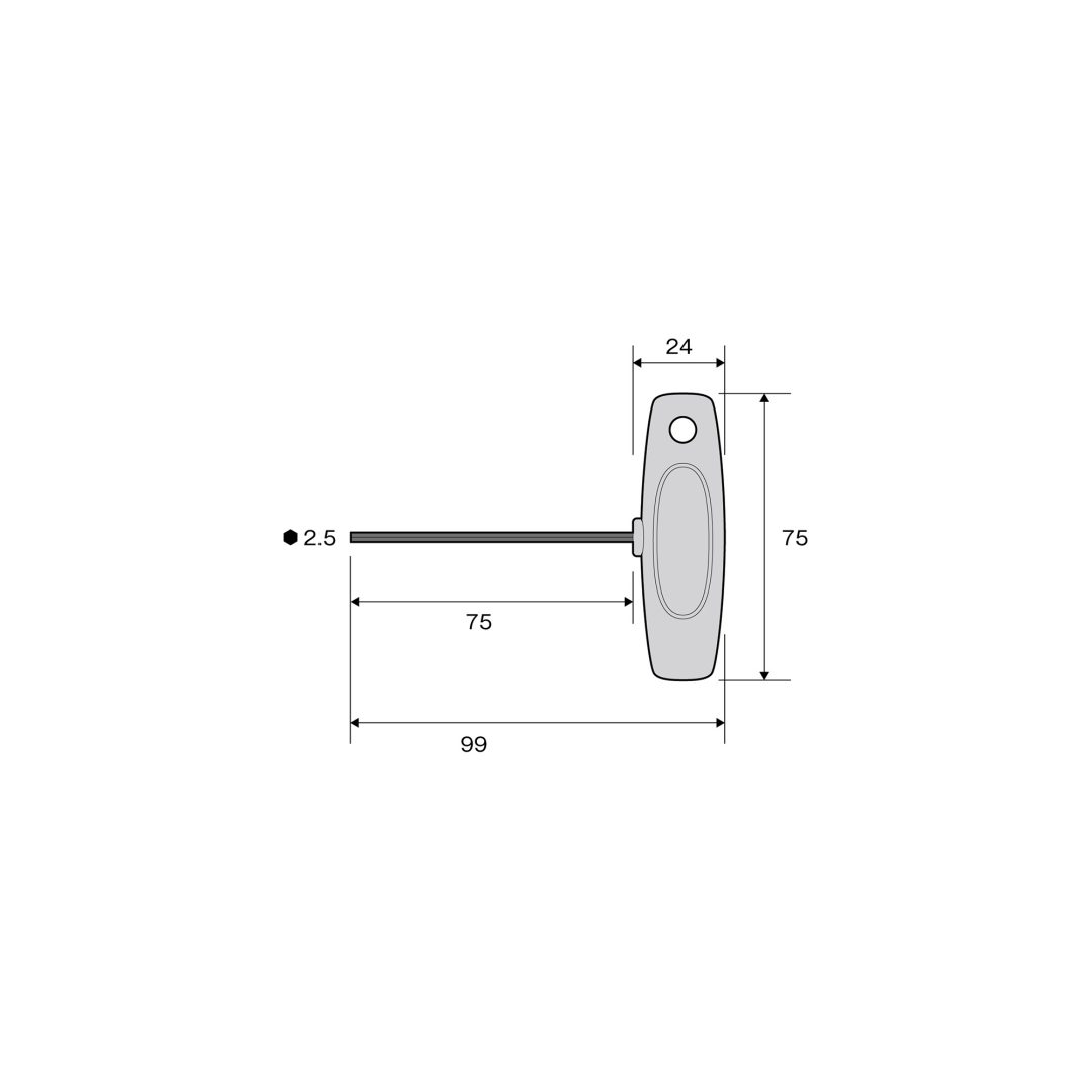 Anex T-Handle Hex Key Screwdriver H2.5x75 3200