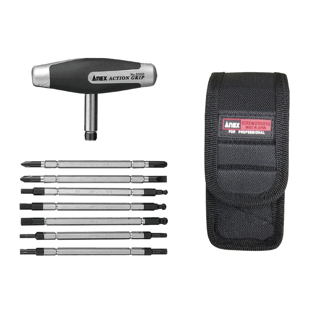 Anex Super Action Grip Screwdriver with 7 Bits 3350