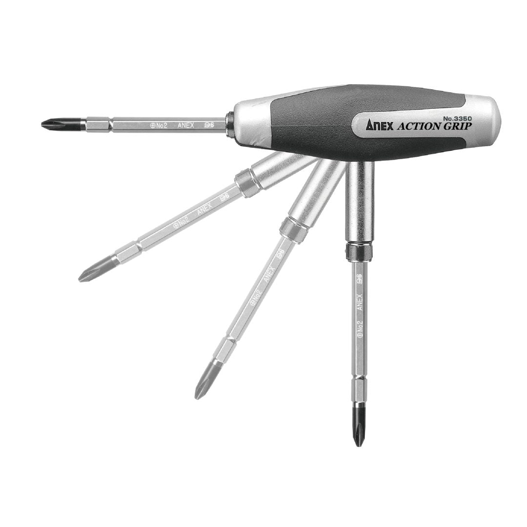 Anex Super Action Grip Screwdriver with 7 Bits 3350