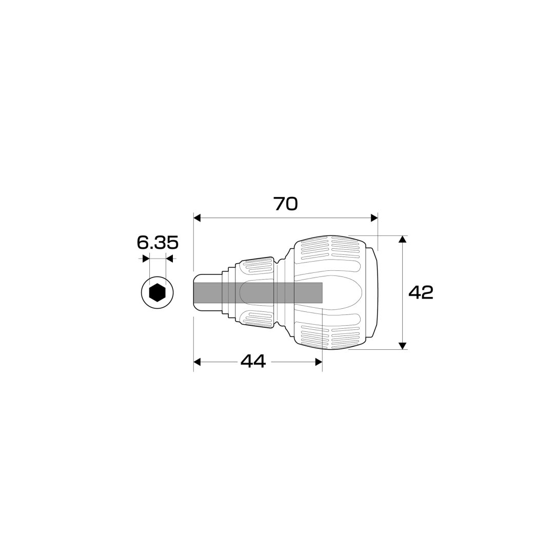Anex Slit Power Stubby Interchangeable ScrewdriverHandle 3780-H
