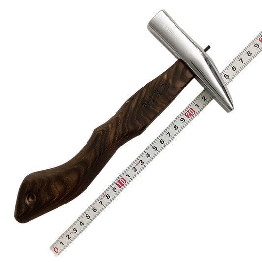 Marukin Sheet Metal Hammer, Stainless Burikiya 21mm, Burnt Finish, Wave-Curve, 250mm Short