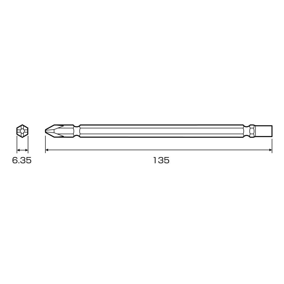 Anex Interchangeable +/- Bit 2-piece +2x-6x135 395-DB2