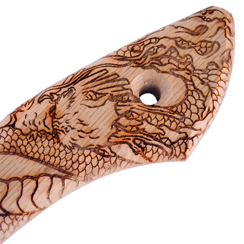 Marukin Oak Kariwaku Hammer Handle, Straight, Coiled Dragon, 350mm, Eye 14x26mm