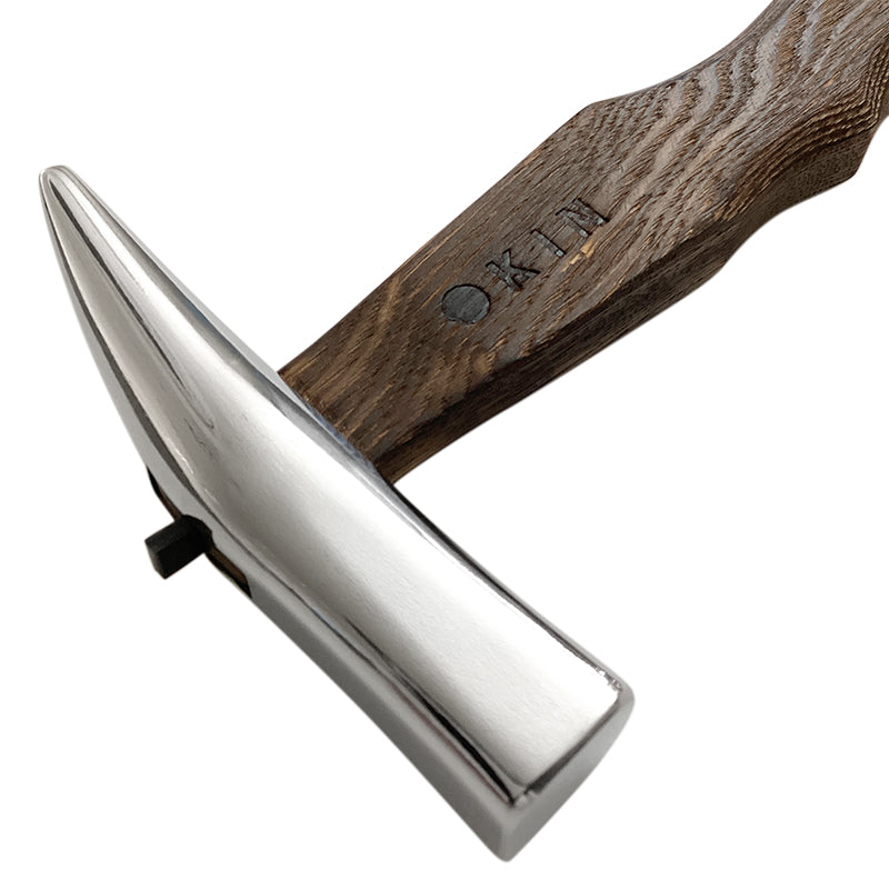 Marukin Sheet Metal Hammer, Stainless Burikiya 21mm, Burnt Finish, Square Wave-Curve, 250mm Short