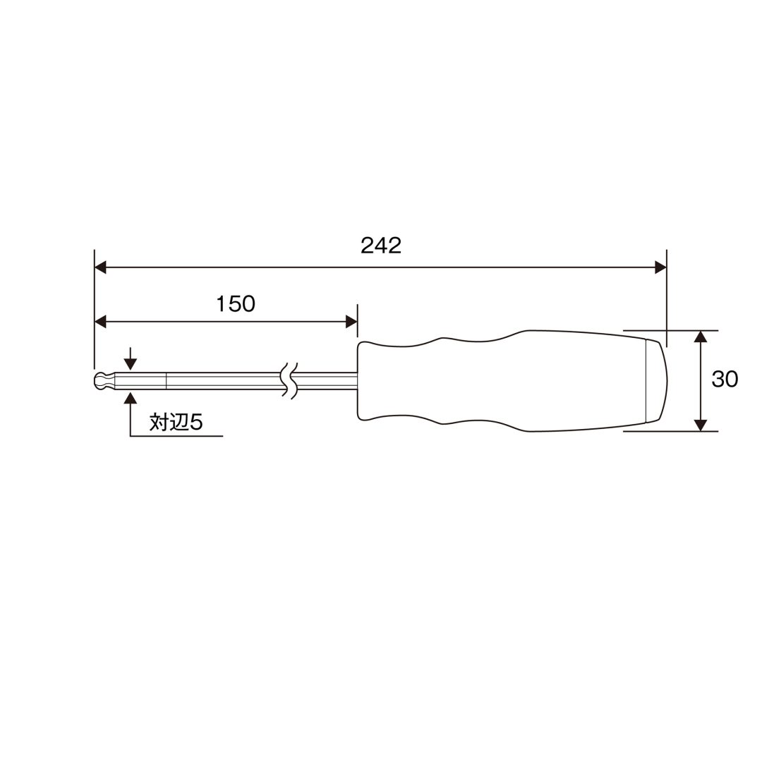 Anex Ball-PointHex Key Screwdriver H5x150 6700