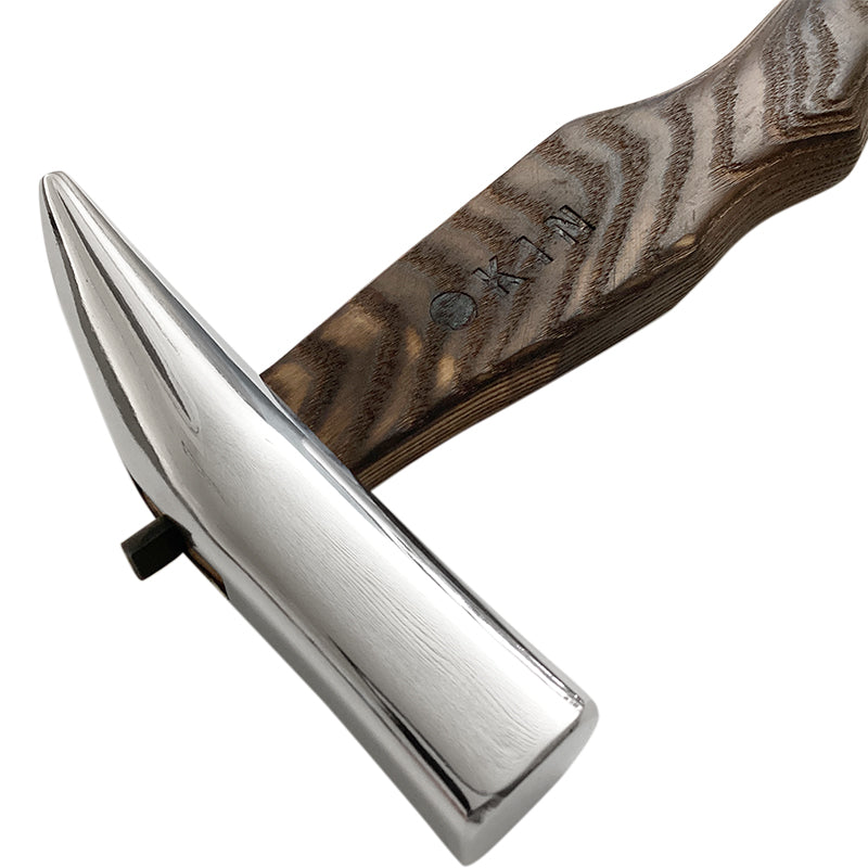 Marukin Sheet Metal Hammer, Stainless Burikiya 21mm, Burnt Finish, Wave-Curve, 250mm Short