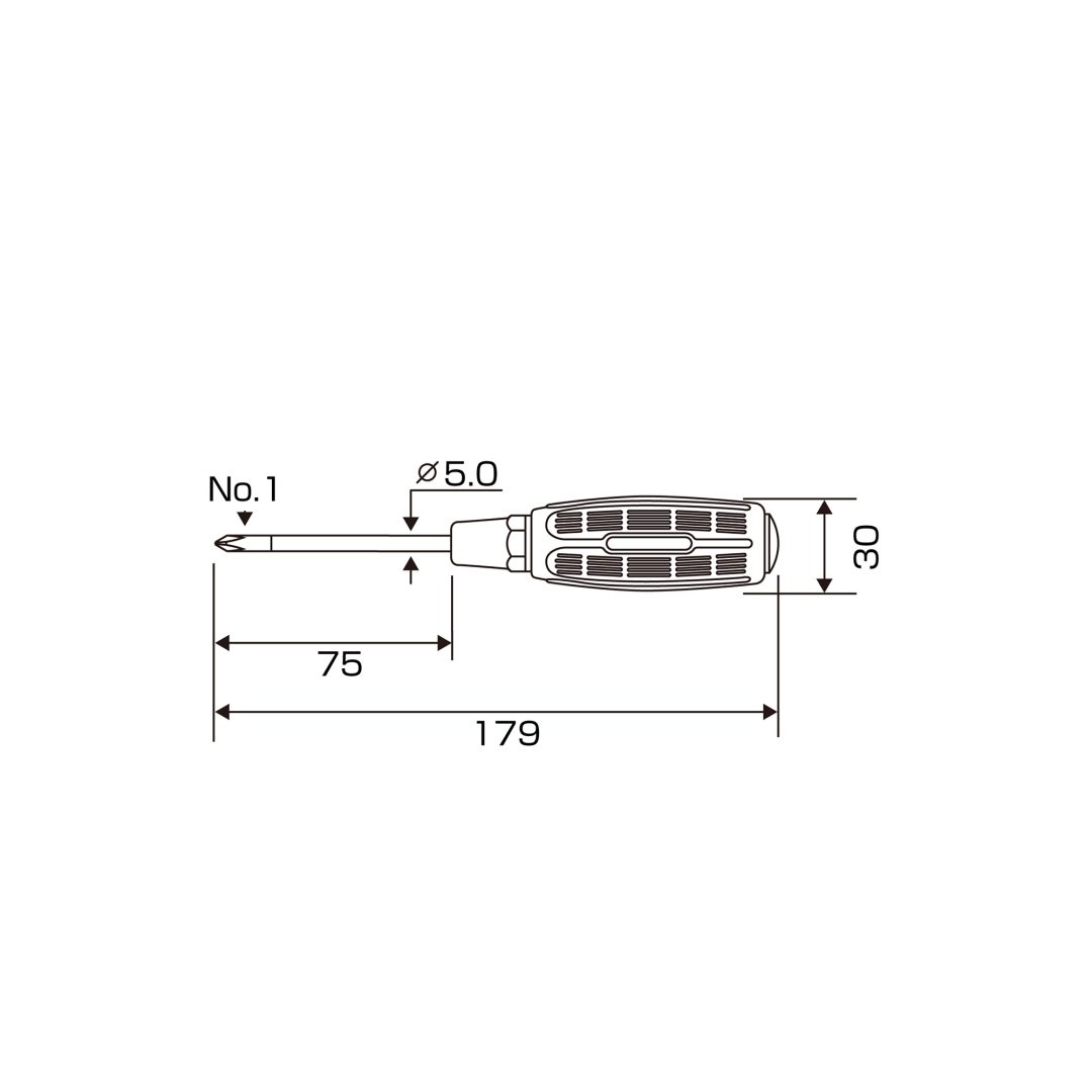 Anex Slit Screwdriver Regular Type +1x75 7000