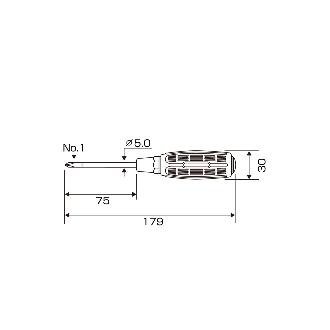 Anex Slit Screwdriver Punch-Through Type +1x75 7030