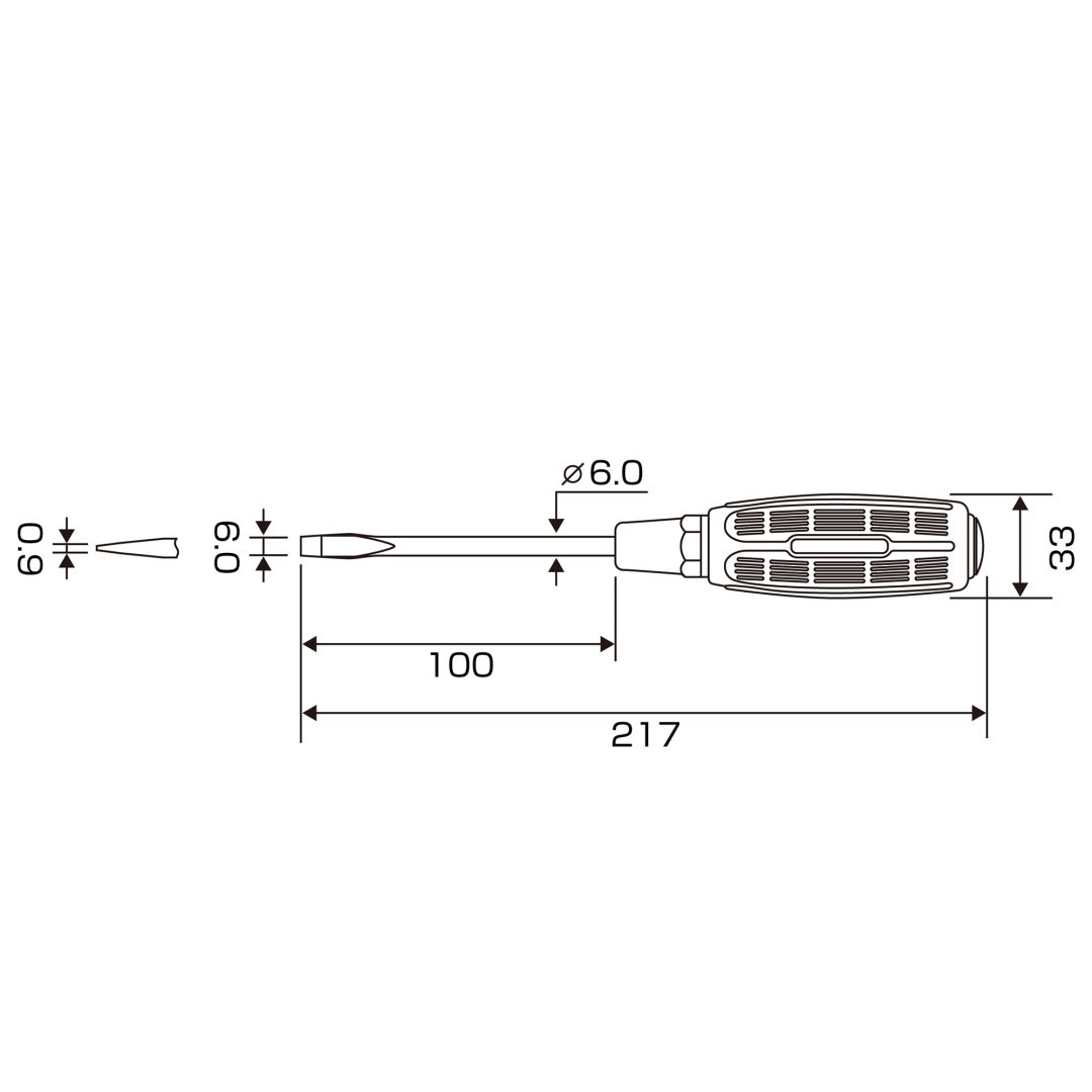 Anex Slit Screwdriver Punch-Through Type -6x100 7030