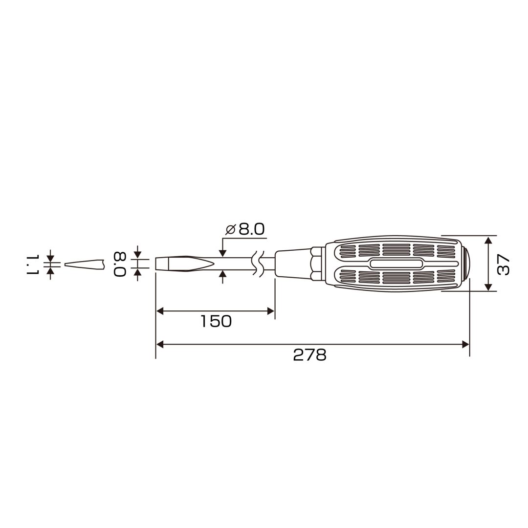Anex Slit Screwdriver Punch-Through Type -8x150 7030
