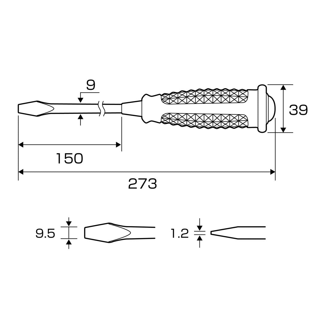 Anex Split-Handled Screwdriver -9.5x150 9210