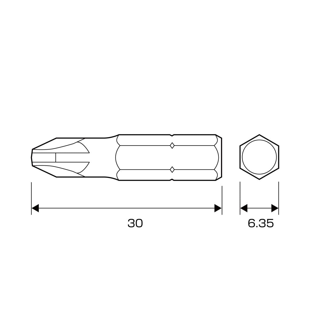 Anex Short Bit PozidrivNo.3x30 (for manual screwdrivers) AK-50P