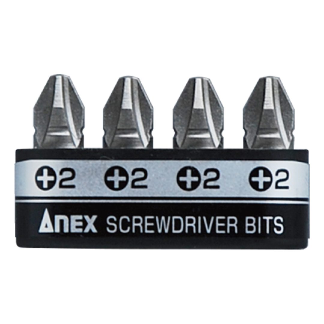 Anex Grooved Stubby Bit Phillips 4-piece (for manual screwdrivers) AK-51P-B4P