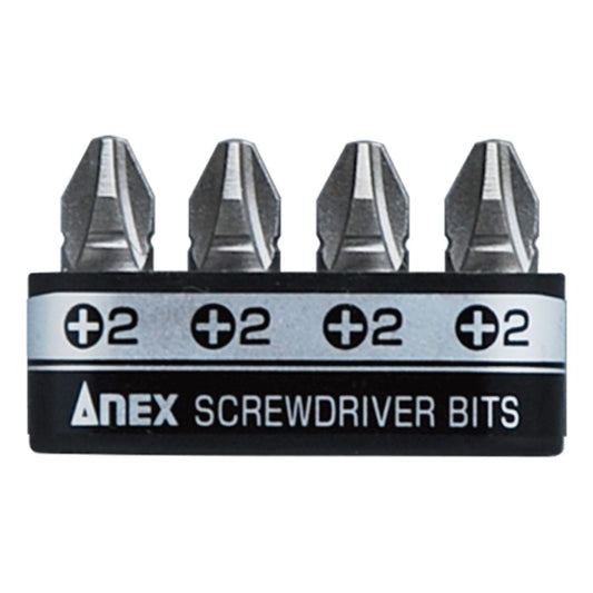 Anex Grooved Stubby Bit Phillips 4-piece (for manual screwdrivers) AK-51P-B4P