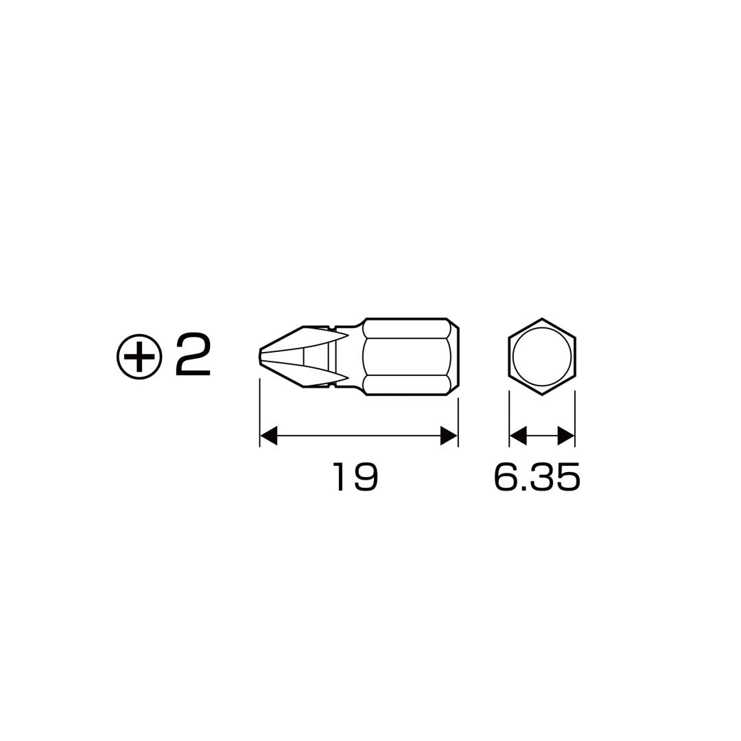 Anex Grooved Stubby Bit Phillips 4-piece (for manual screwdrivers) AK-51P-B4P