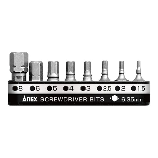 Anex Grooved Stubby Bit Hex 8-piece (for manual screwdrivers) AK-51P-B8H1