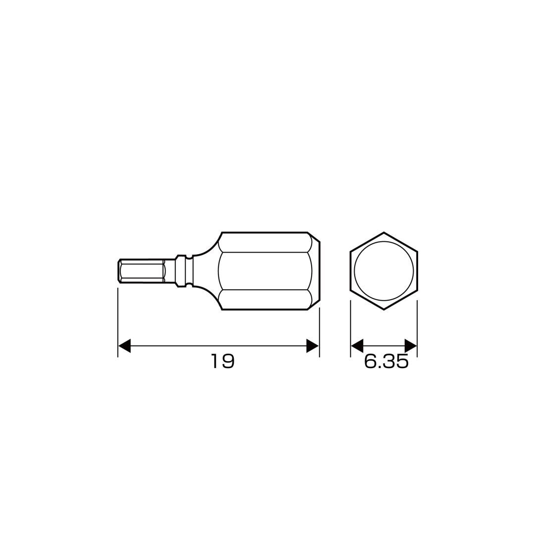 Anex Grooved Stubby Hex Bit H2x19(for manual screwdrivers) AK-51P
