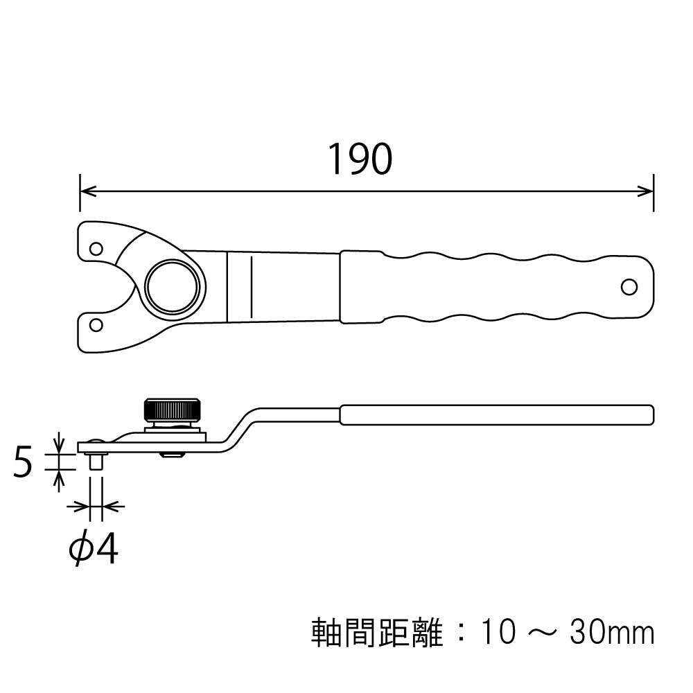 TOP Kogyo Adjustable Pin Wrench with Yellow Grip AP-1030